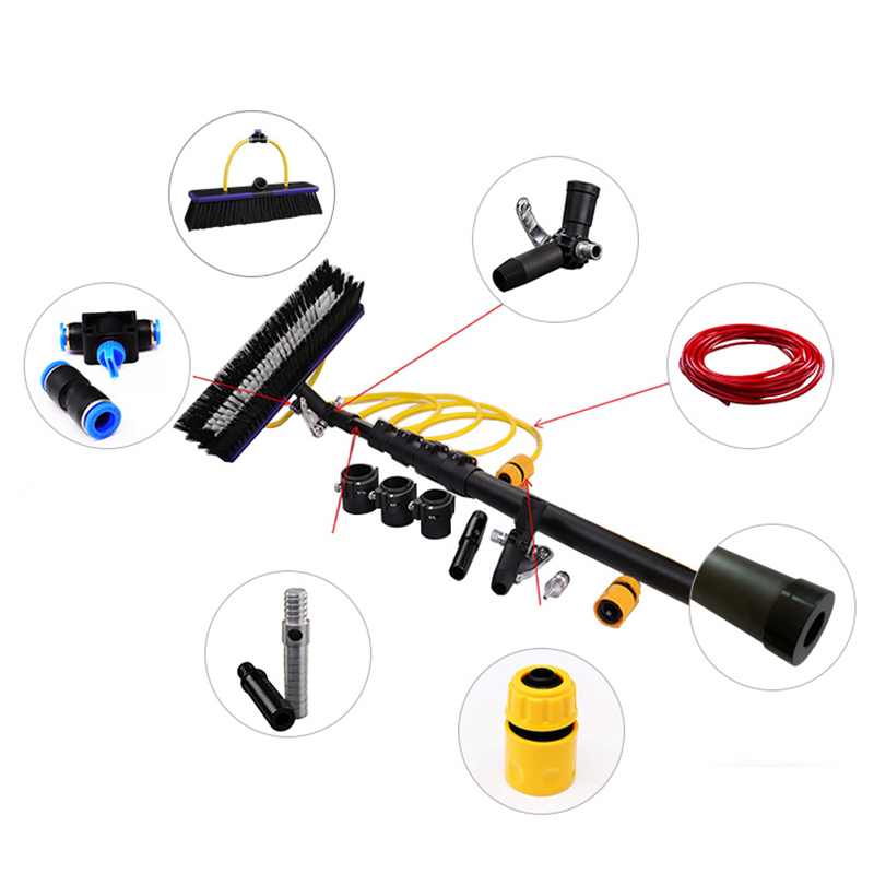 Adjustable length solar cleaning pole